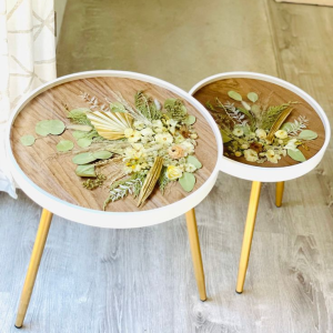 Floral Resin End Table